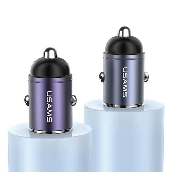 Avto polnilec 30W, 1xUSB+1xUSB-C, Fast Charge, jeklo 6