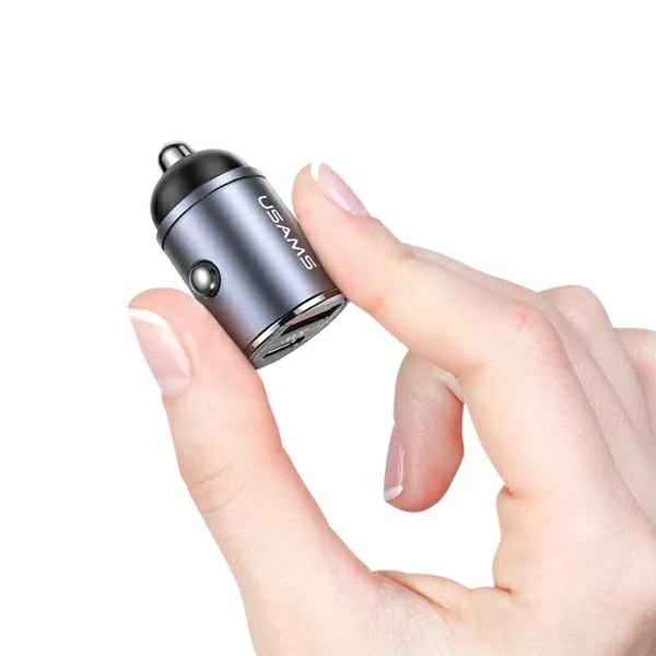 Avto polnilec 30W, 1xUSB+1xUSB-C, Fast Charge, jeklo 7