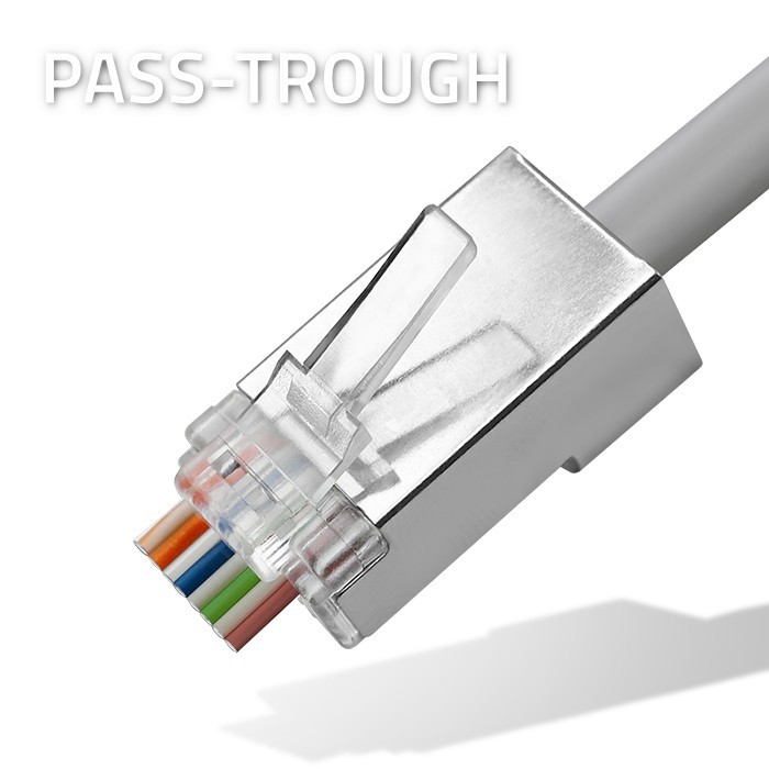 RJ45 konektor CAT5e FTP, Pass Through, pozlačeni kontakti (100 kos) 2