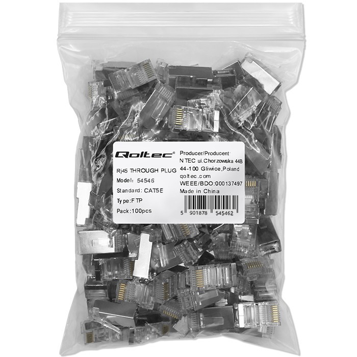 RJ45 konektor CAT5e FTP, Pass Through, pozlačeni kontakti (100 kos) 3