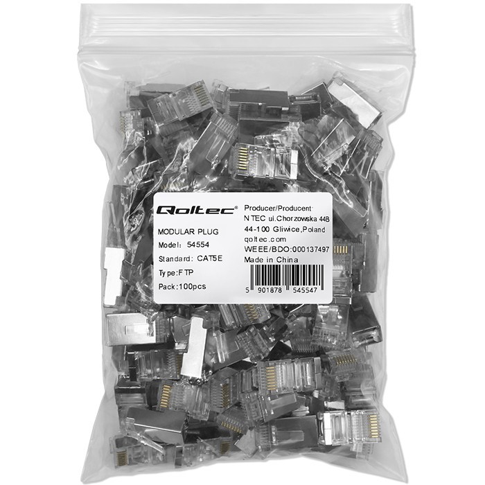 Priključek RJ45 CAT5e FTP, pozlačen (100 kosov) 2