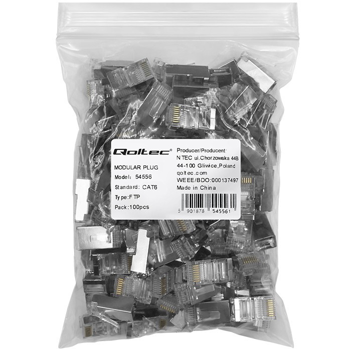 Priključek RJ45 CAT6 FTP, pozlačen (100 kosov) 2