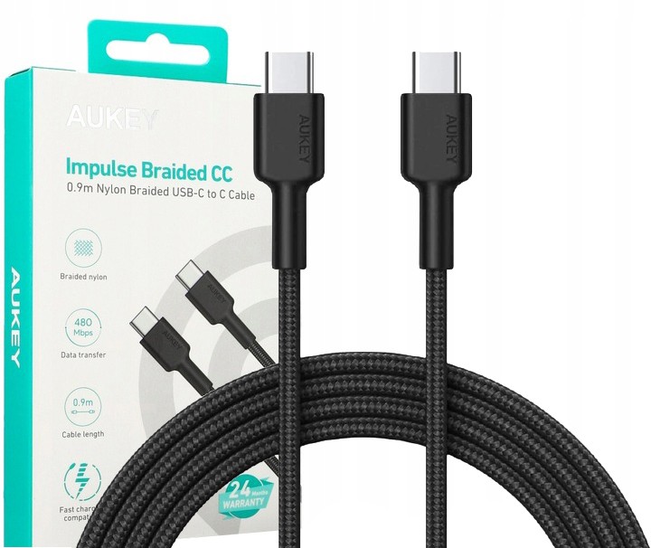 Kabel USB-C / USB-C, 0.9m, 60W PD, črn