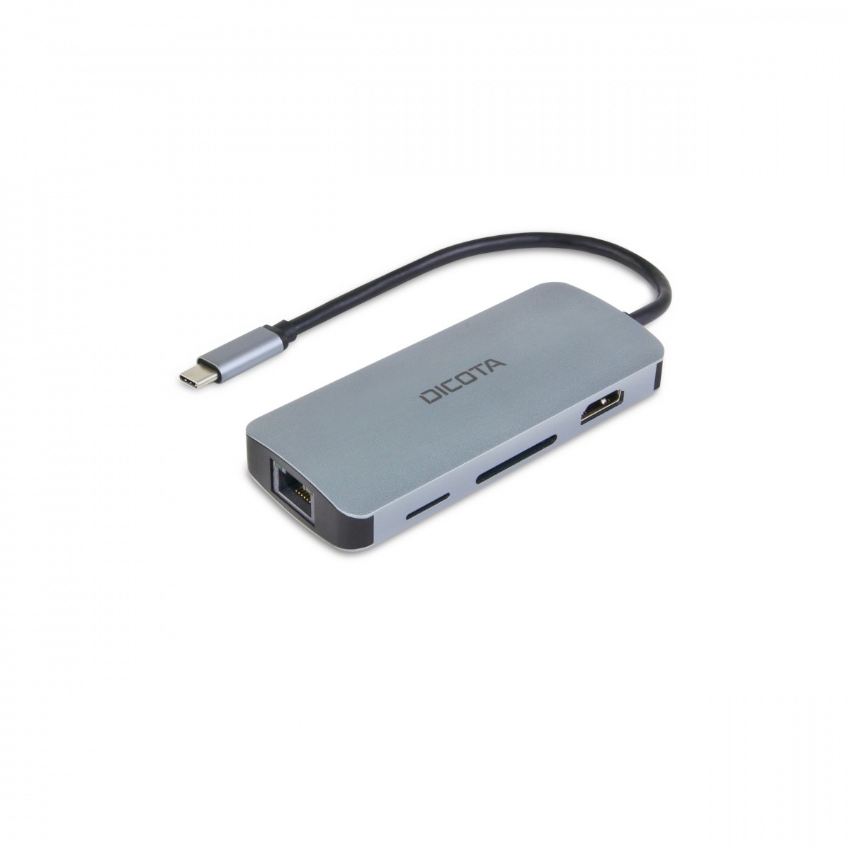 DICOTA USB-C 8-v-1 Multi Hub, 4K HDMI, 100W PD, aluminij