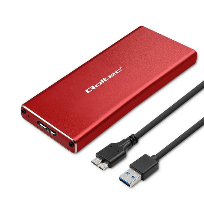 Ohišje za M.2 SSD disk (SATA/NGFF), USB 3.0, 2TB, rdeče