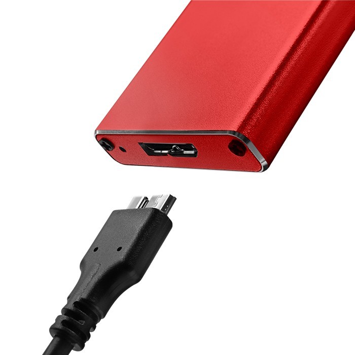 Ohišje za M.2 SSD disk (SATA/NGFF), USB 3.0, 2TB, rdeče 3