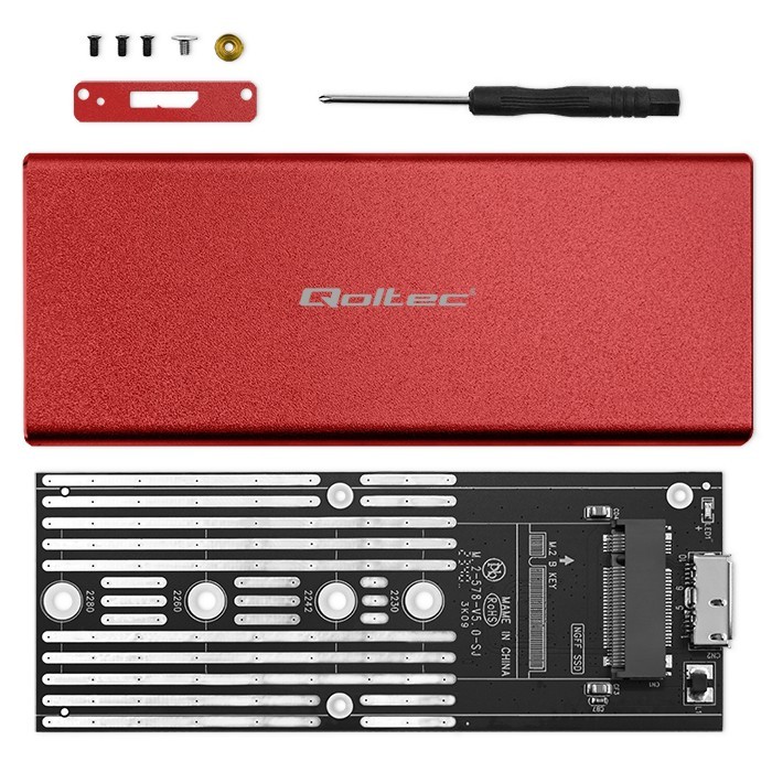 Ohišje za M.2 SSD disk (SATA/NGFF), USB 3.0, 2TB, rdeče 7