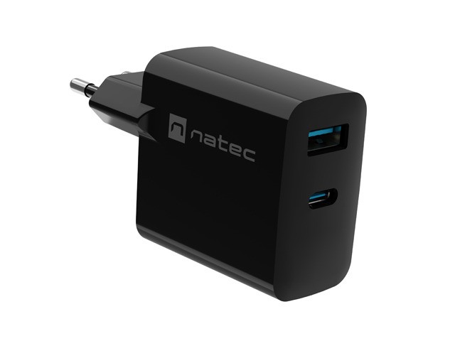 Omrežni polnilnik Ribera GAN 1x USB-A + 1x USB-C, 45W, črn