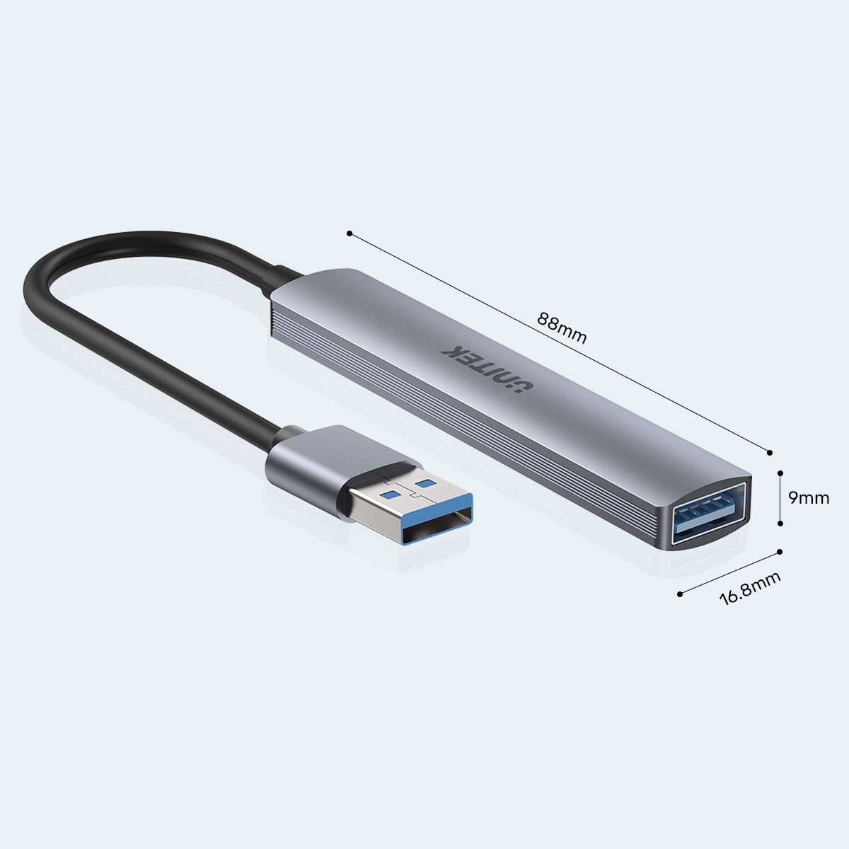 USB-A razdelilnik, 3x USB-A 2.0 + 1x USB-A 5 Gbps, aluminijast 2