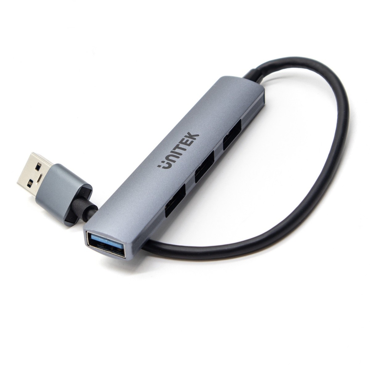 USB-A razdelilnik, 3x USB-A 2.0 + 1x USB-A 5 Gbps, aluminijast