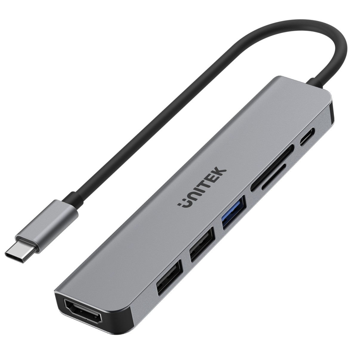 USB-C HUB 7v1 aluminijast, PD 100W, 5 Gbps, HDMI 4K