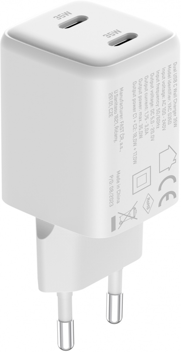 Polnilnik USB C 2x18W 3A PD 3.0 QC3.0 bela barva 4