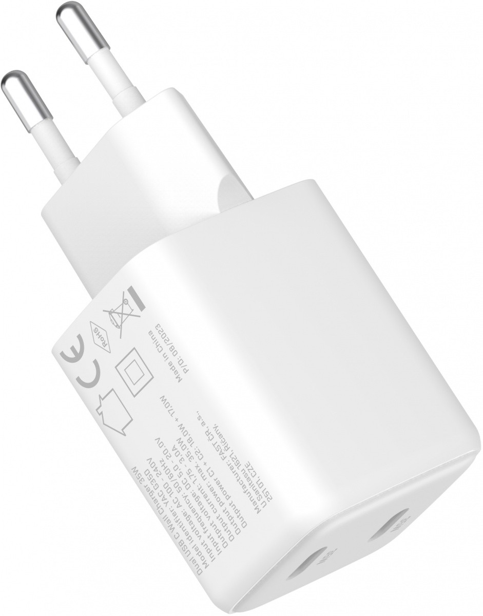 Polnilnik USB C 2x18W 3A PD 3.0 QC3.0 bela barva 5