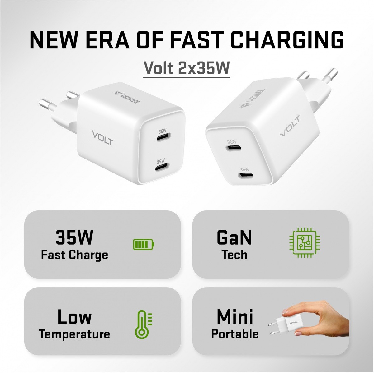 Polnilnik USB C 2x18W 3A PD 3.0 QC3.0 bela barva 6