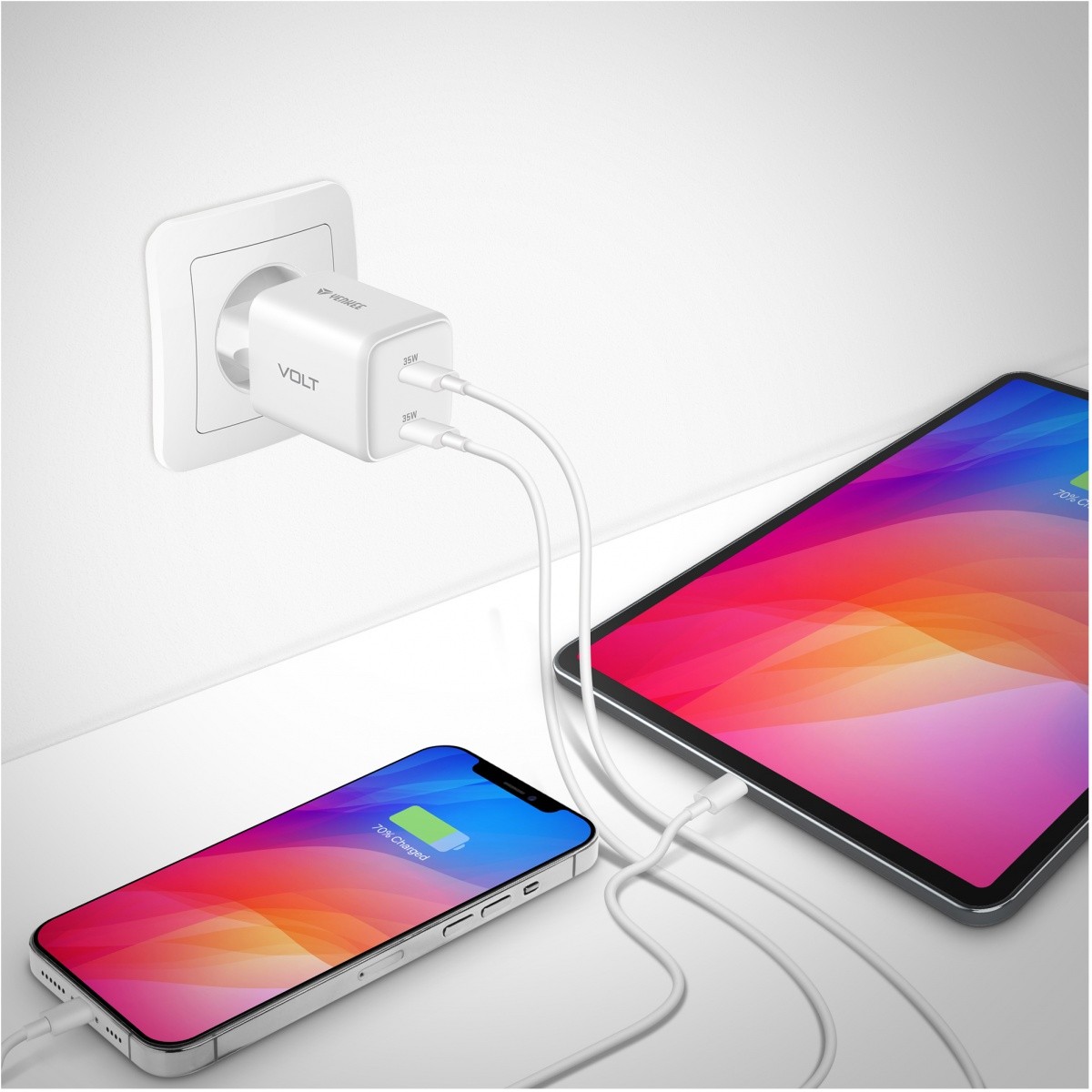 Polnilnik USB C 2x18W 3A PD 3.0 QC3.0 bela barva 7