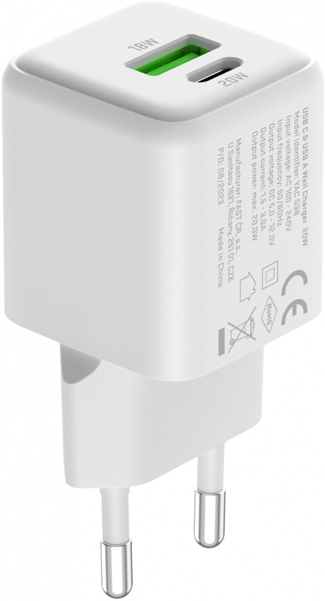 Polnilnik USB C/A 20W/18W 3A PD 3.0 QC3.0 6