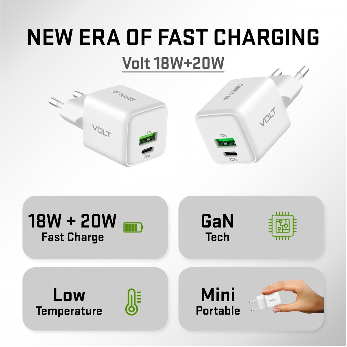 Polnilnik USB C/A 20W/18W 3A PD 3.0 QC3.0 8