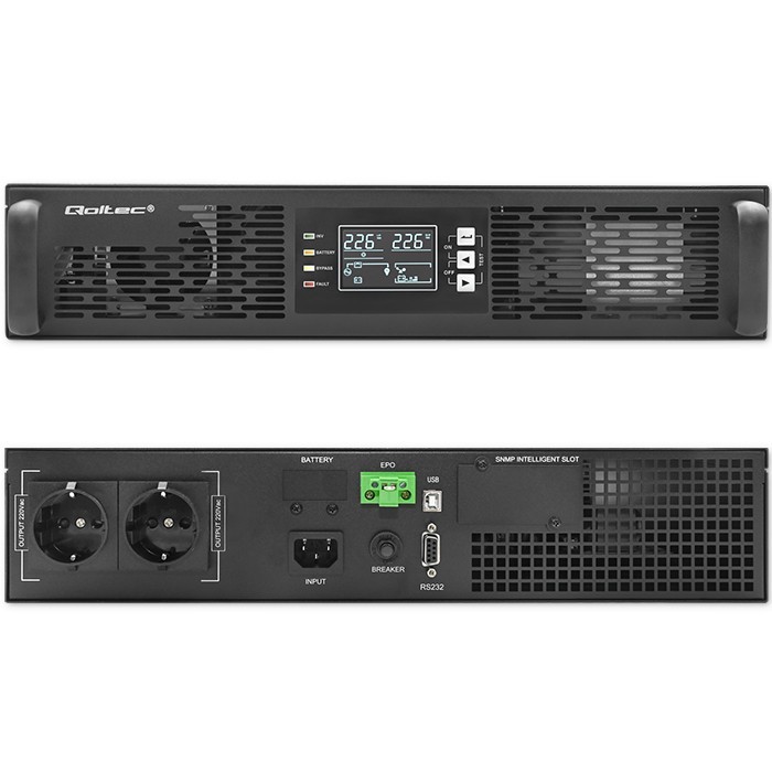 UPS napajalnik za RACK | 1kVA | 1000W | Power Factor 1.0 | LCD | On-line 2