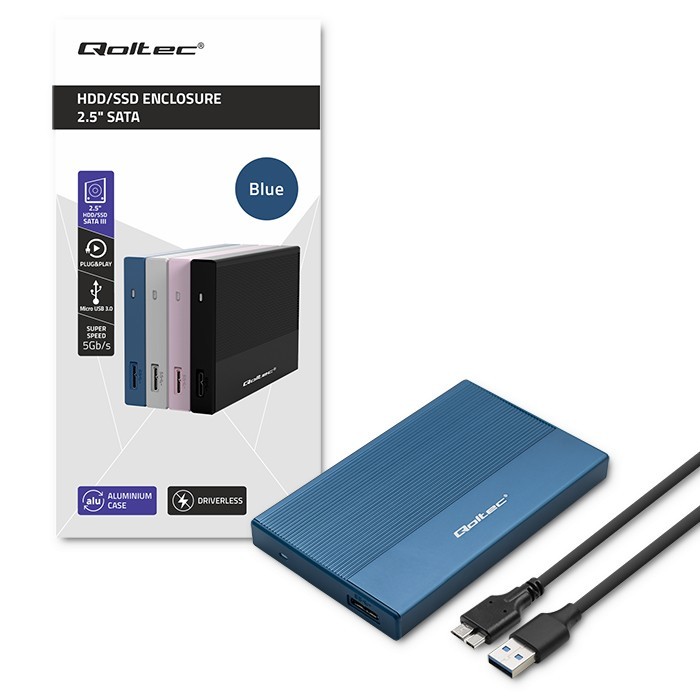 Ohišje za 2.5" SATA SSD/HDD disk, USB 3.0, 2TB, modra 2