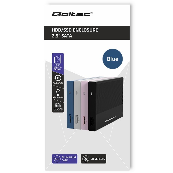 Ohišje za 2.5" SATA SSD/HDD disk, USB 3.0, 2TB, modra 5