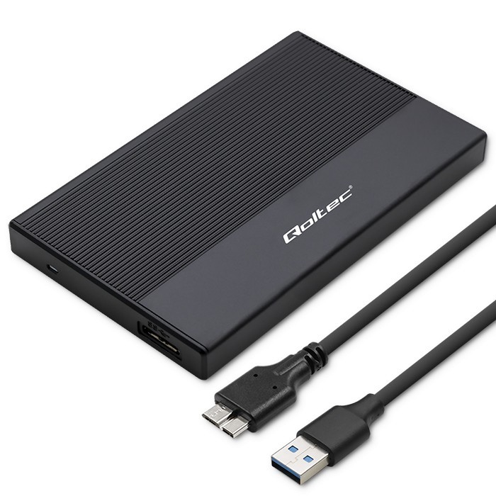 Ohišje za SSD/HDD 2.5" SATA USB 3.0, Qoltec, do 2TB, črno
