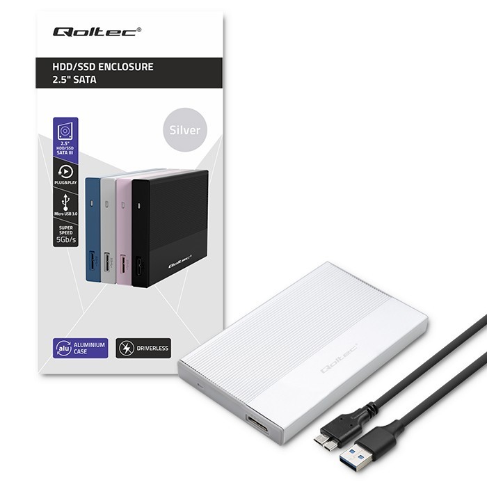 Ohišje za 2.5" SATA SSD/HDD disk, USB 3.0, 2TB, srebrna 2