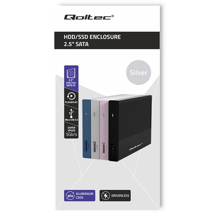 Ohišje za 2.5" SATA SSD/HDD disk, USB 3.0, 2TB, srebrna 5