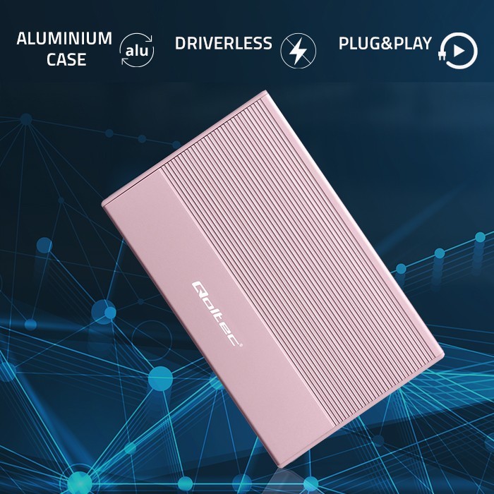 Ohišje za 2.5" SATA SSD/HDD disk, USB 3.0, 2TB, roza 3