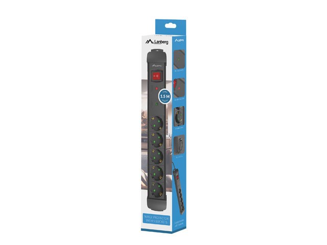 Lanberg napajalna letev SC SP1-05F-0150-BK 5x230V, 1.5m 7