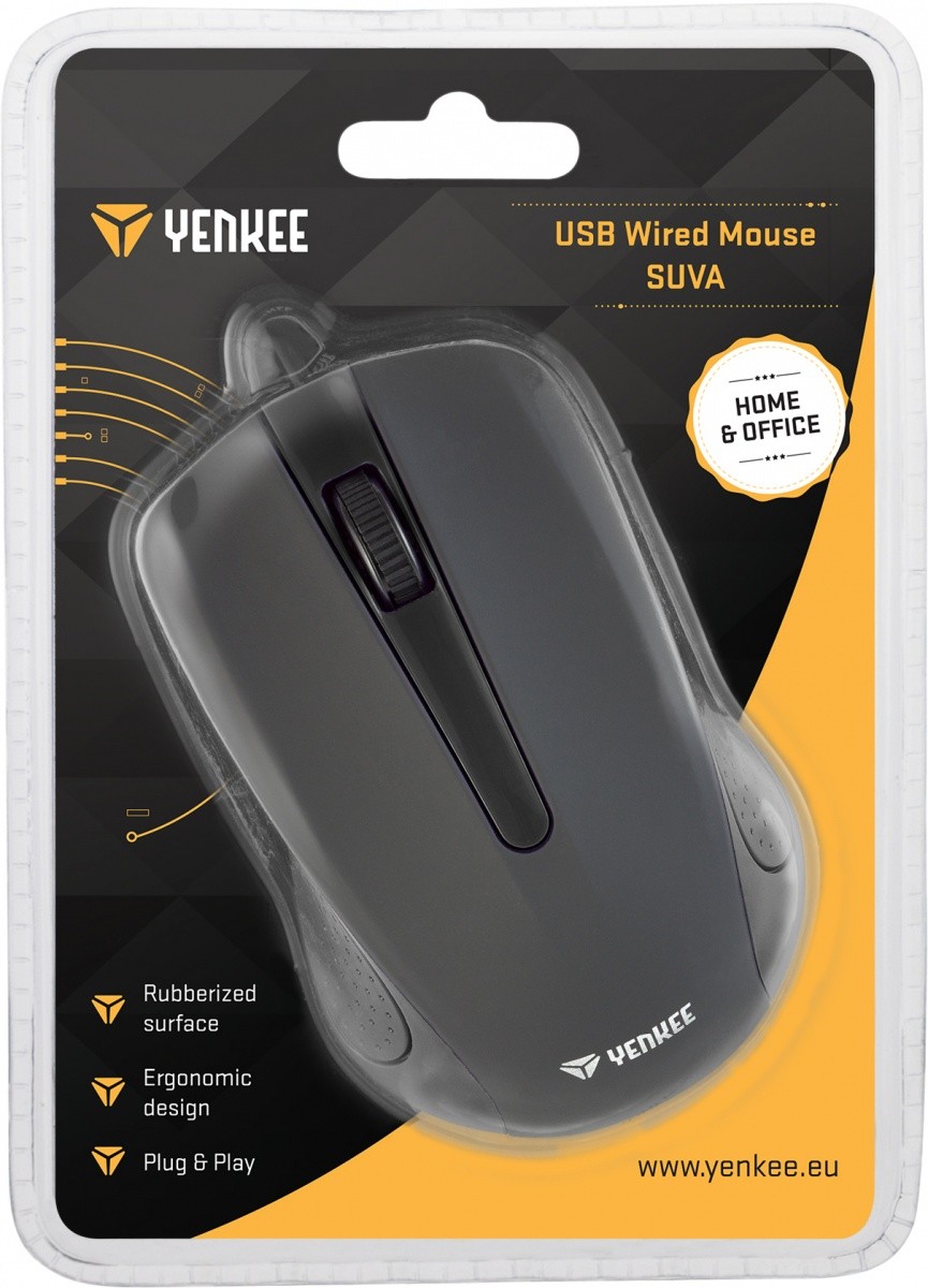 Žična miška YENKEE USB, 3 gumbi, gumirana površina, črna 6