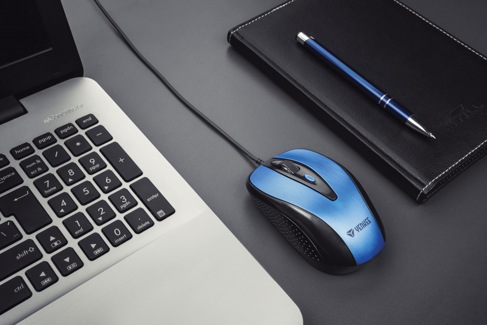 Žična miška YENKEE USB, 4 gumbi, optična, modra 3