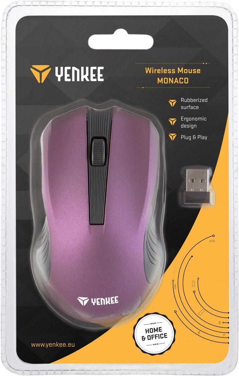 Brezžična miška YENKEE 2.4GHz, 3 gumbi, optična, vijolična 6