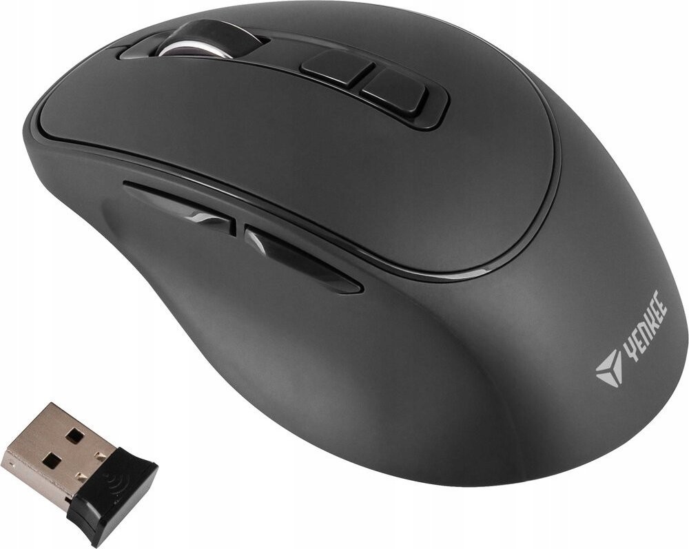 Brezžična miška YENKEE 2.4Ghz, akumulator, 6 gumbov, 2400DPI, siva 2