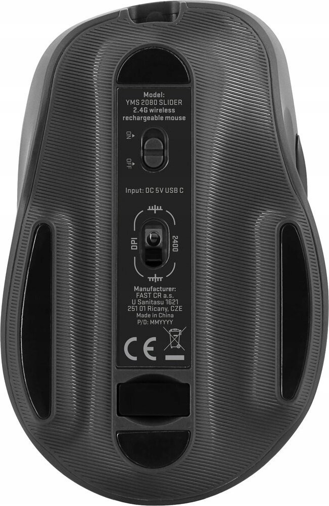 Brezžična miška YENKEE 2.4Ghz, akumulator, 6 gumbov, 2400DPI, siva 8