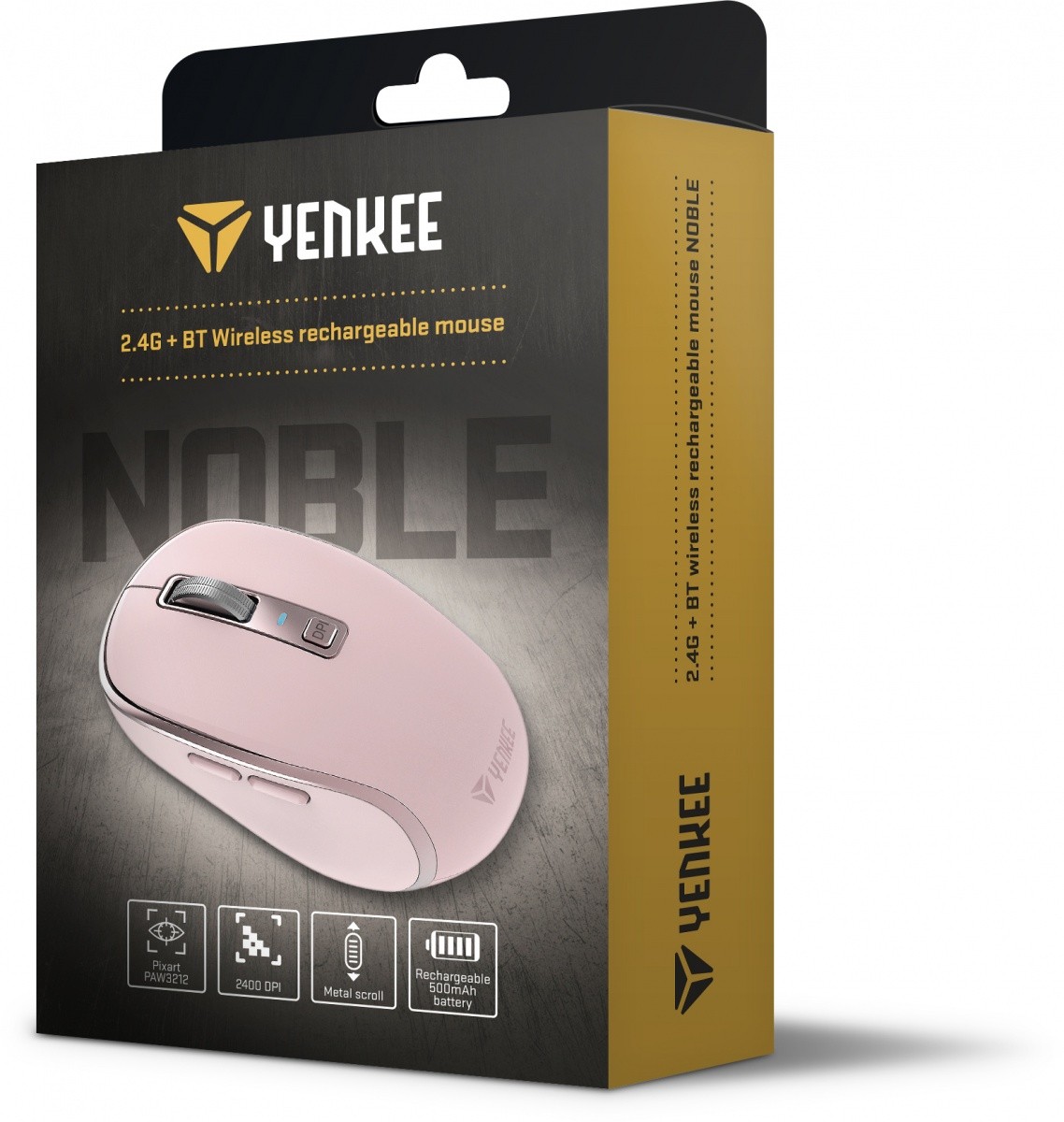 Brezžična miška YENKEE DUAL WiFi+Bluetooth, akumulator, 2400DPI, vijolična 7