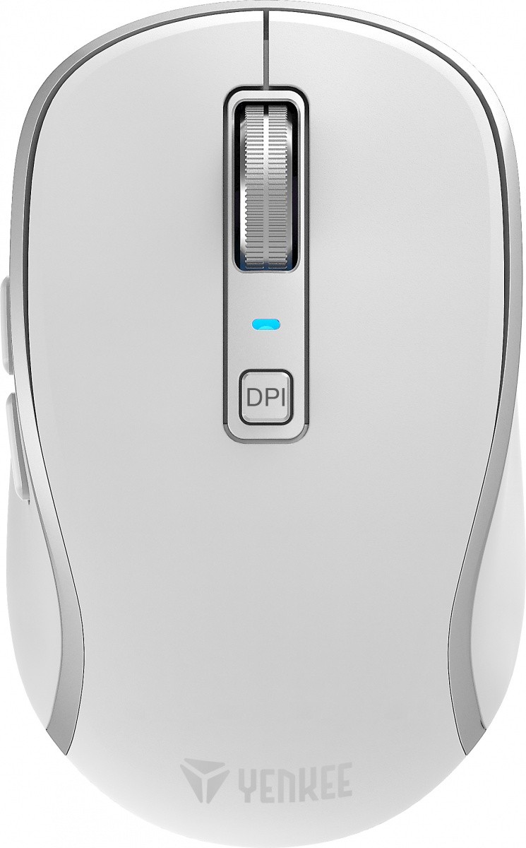 Brezžična miška YENKEE DUAL WiFi+Bluetooth, akumulator, 5 gumbov, bela