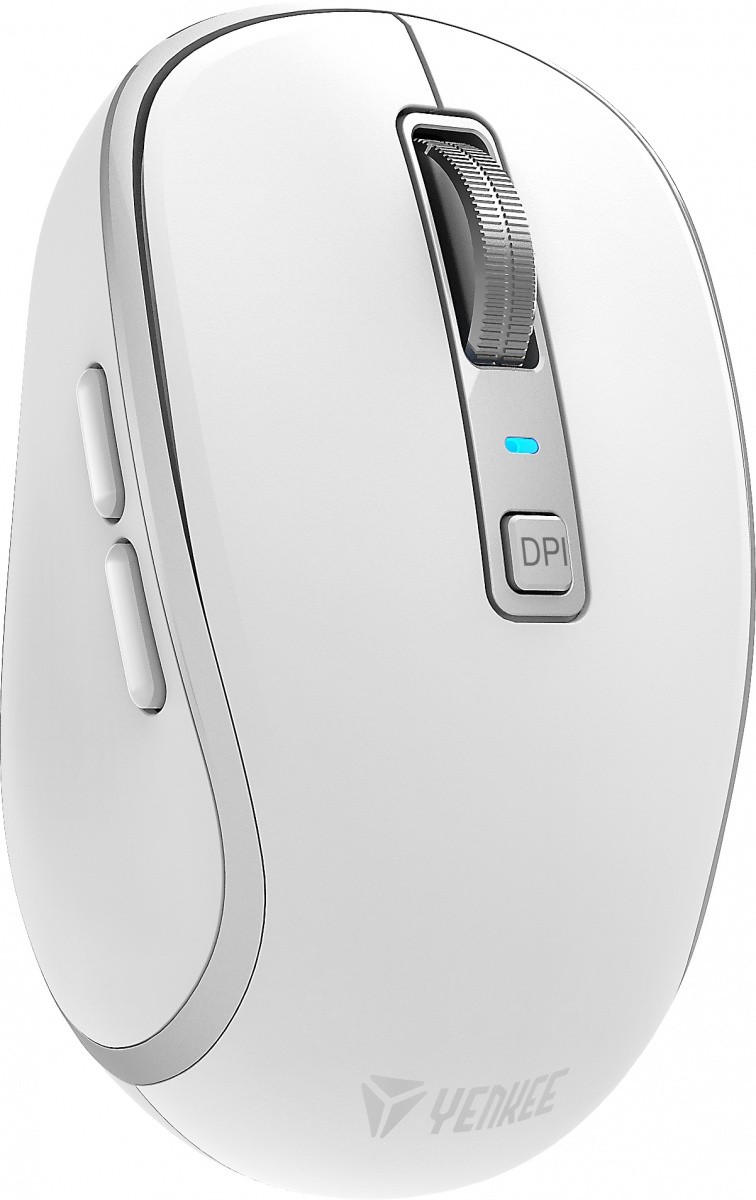 Brezžična miška YENKEE DUAL WiFi+Bluetooth, akumulator, 5 gumbov, bela 4