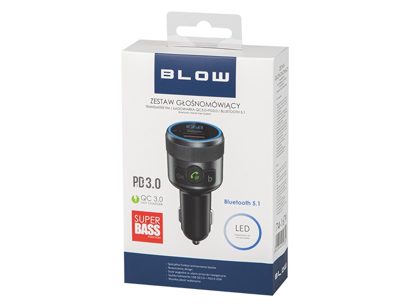 BLOW FM oddajnik Bluetooth 5.1, QC3.0 + PD 24W 4