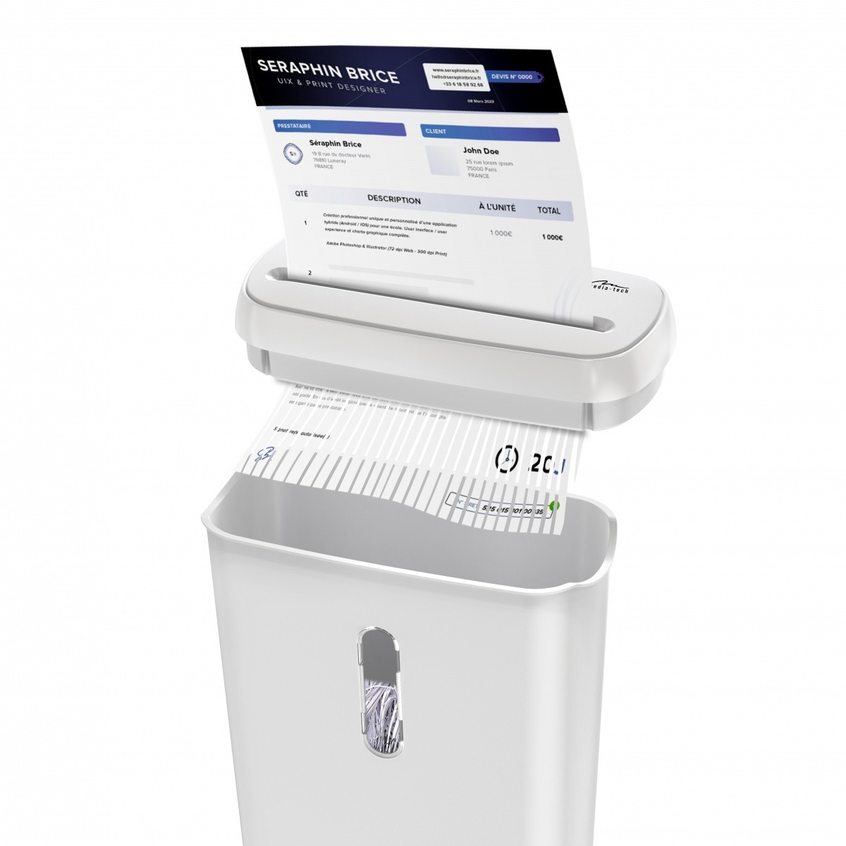 Univerzalni drobilnik dokumentov, folij in kartic WHITE SHREDDER MT223 3