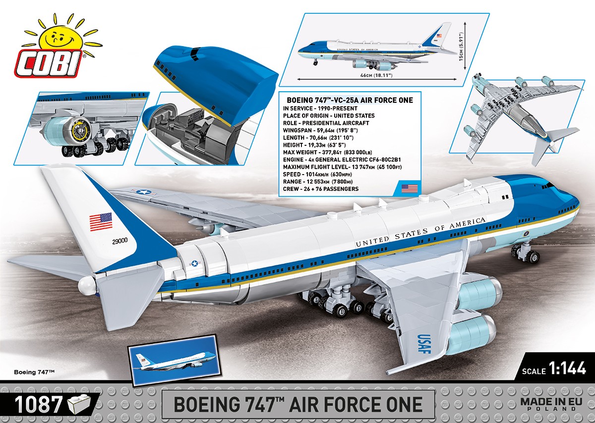 Cobi Klocki 26610 Boeing 747 Air Force One komplet 2