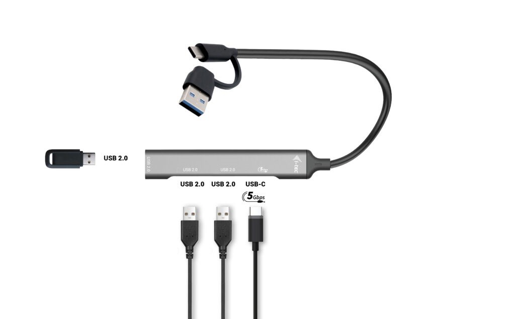 USB-C/USB-A HUB: 1x USB 3.0 + 3x USB 2.0 4