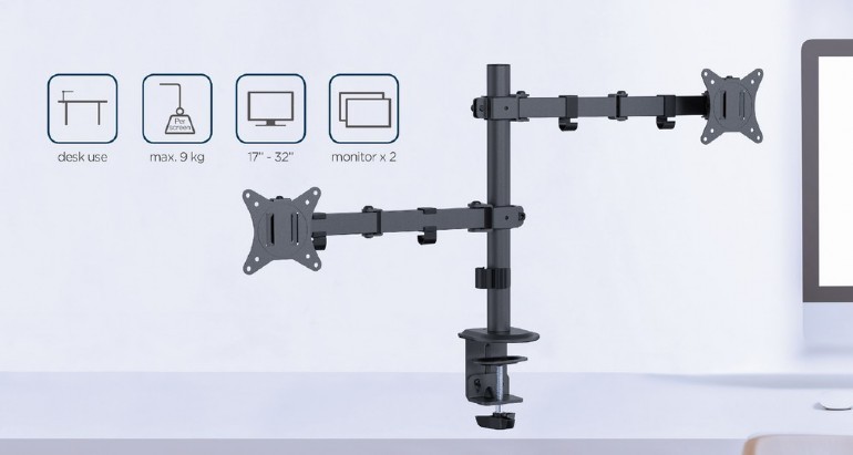 Stojalo za 2 monitorja 17-32" do 9 kg, črno 5