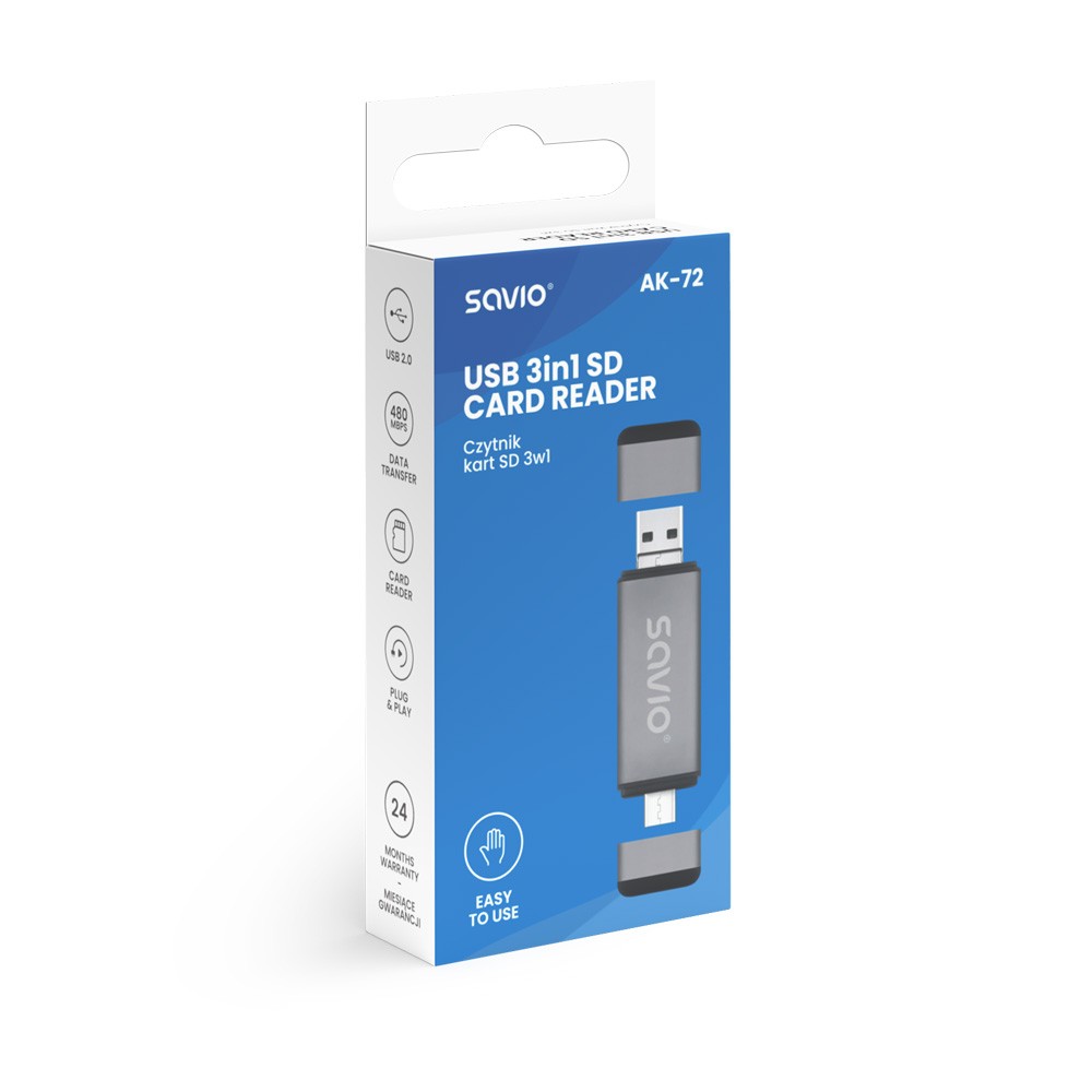 Čitalnik kartic 3v1: USB-C, USB-A, Micro USB 5