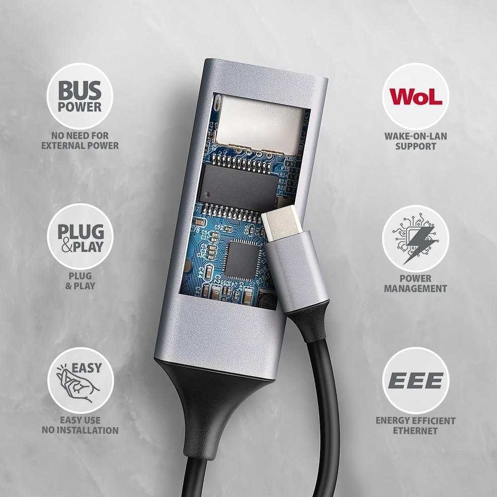 Gigabit Ethernet USB-C adapter z PD 100W 6