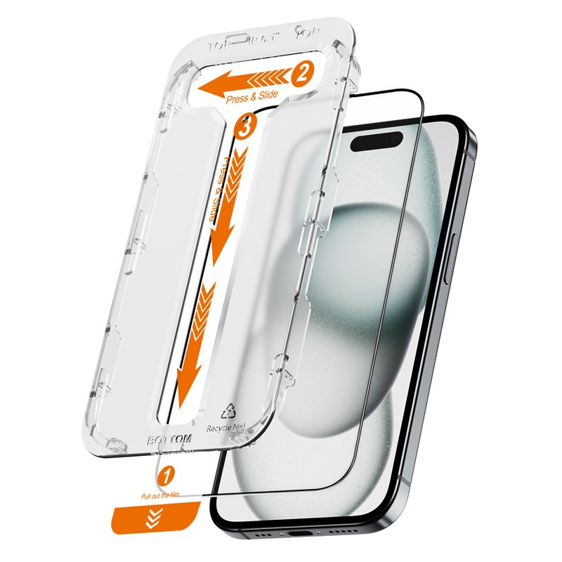 CRONG ščitnik zaslona iz kaljenega stekla za iPhone 16 / 15 (2 kosa)