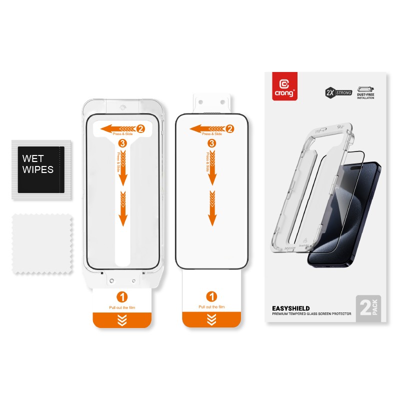 CRONG ščitnik zaslona iz kaljenega stekla za iPhone 16 / 15 (2 kosa) 3