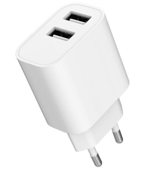 Bela USB-A polnilna naprava s 2.4A, 2 priključka 4