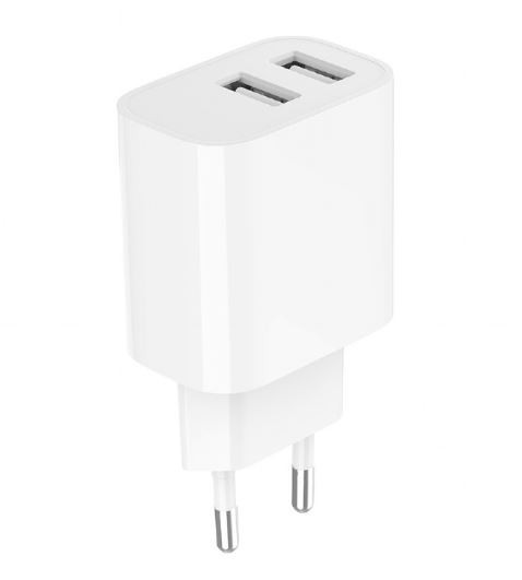 Bela USB-A polnilna naprava s 2.4A, 2 priključka 8