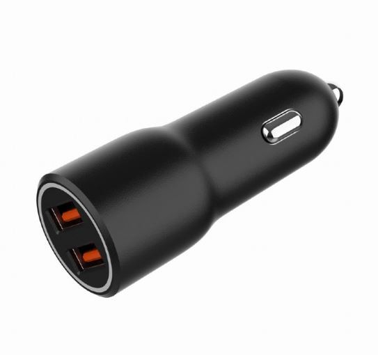 Avto polnilec 2x USB-A QC3.0 36W, črn 3