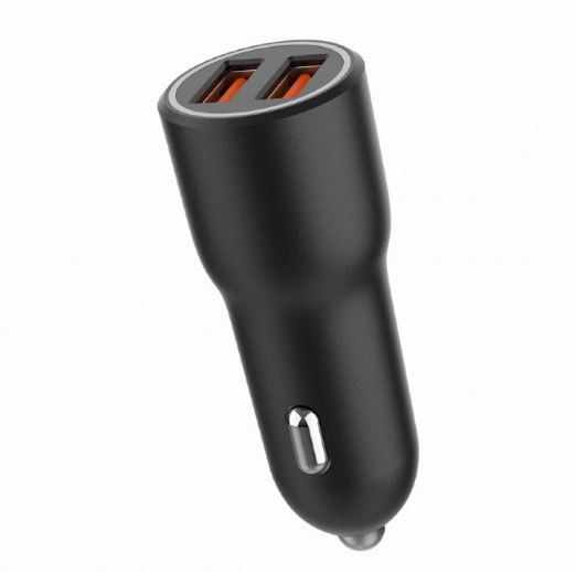 Avto polnilec 2x USB-A QC3.0 36W, črn 4